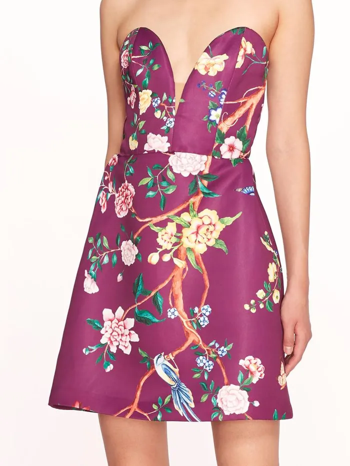Women Marchesa Marchesa Notte Paradise Satin Mini Dress Amethyst Multi