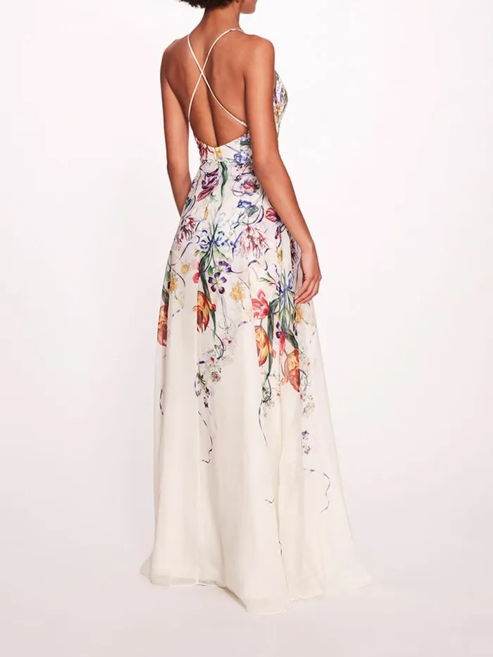 Women Marchesa Marchesa Notte Ribbons Gown Ivory Multi
