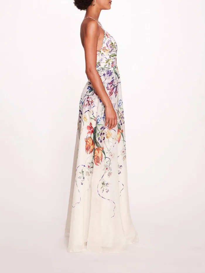 Women Marchesa Marchesa Notte Ribbons Gown Ivory Multi