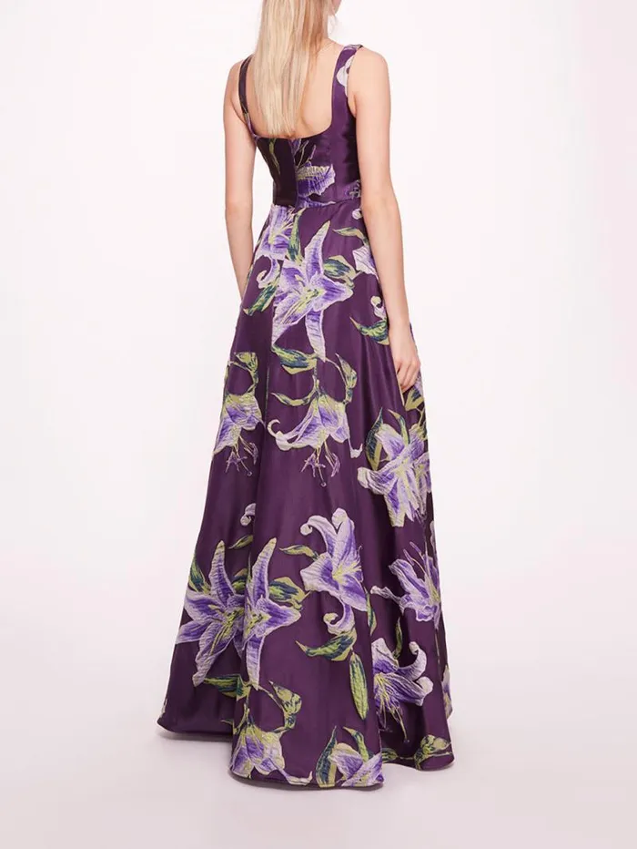 Women Marchesa Marchesa Notte Square Neck Drape Ballgown Purple
