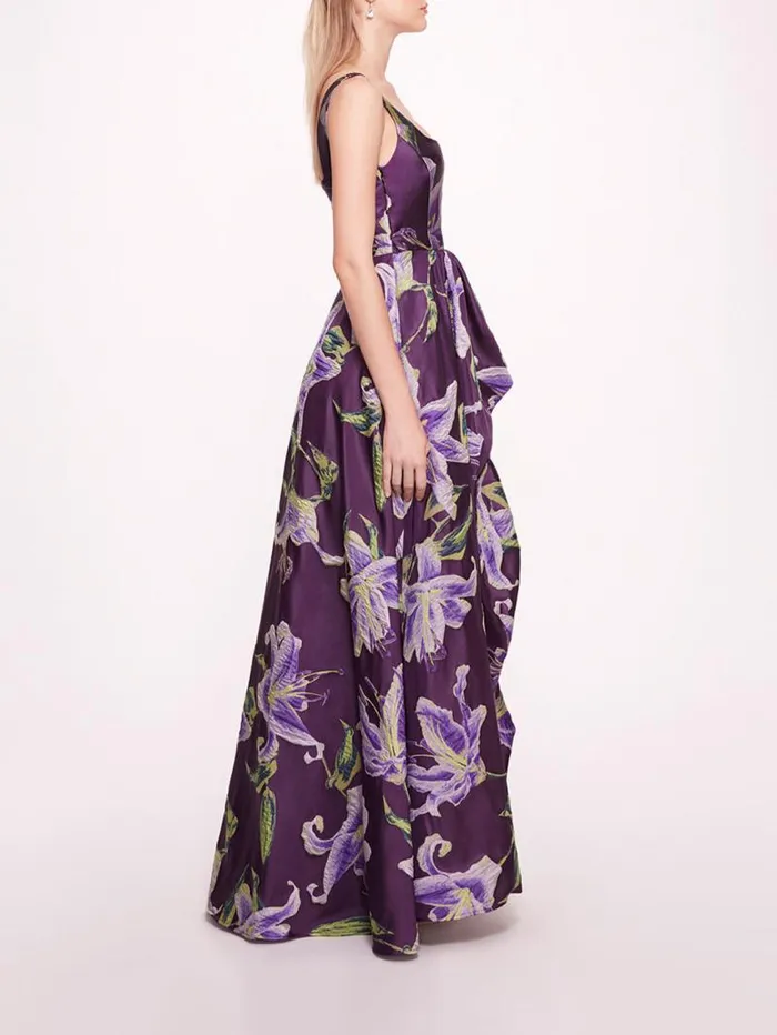 Women Marchesa Marchesa Notte Square Neck Drape Ballgown Purple