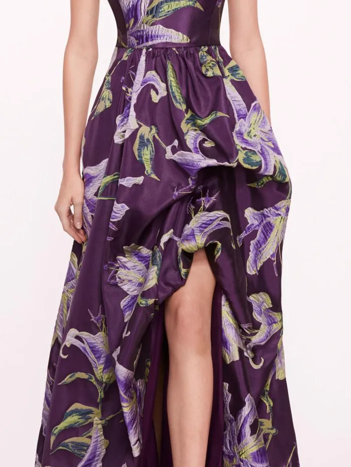 Women Marchesa Marchesa Notte Square Neck Drape Ballgown Purple