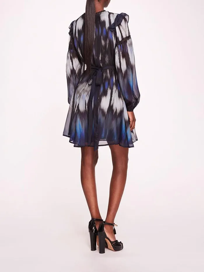 Women Marchesa Marchesa Rosa Abstract Viscose Mini Dress Blue Multi