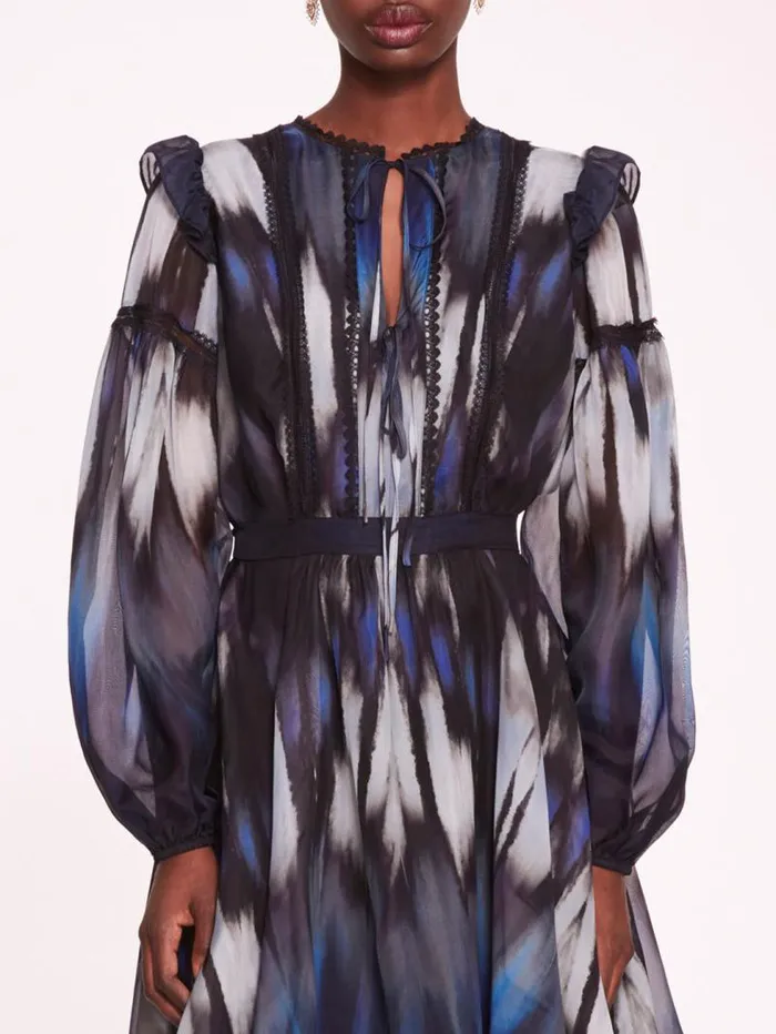 Women Marchesa Marchesa Rosa Abstract Viscose Mini Dress Blue Multi
