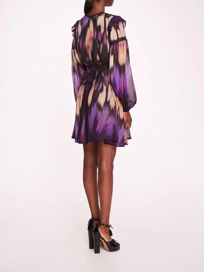 Women Marchesa Marchesa Rosa Abstract Viscose Mini Dress Purple Multi