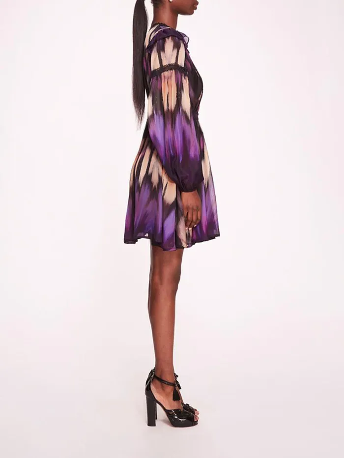 Women Marchesa Marchesa Rosa Abstract Viscose Mini Dress Purple Multi