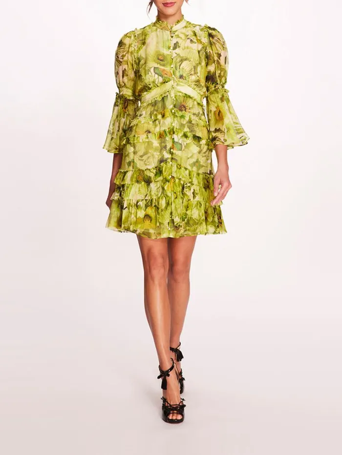 Women Marchesa Marchesa Rosa Mali Mini Dress Chartreuse