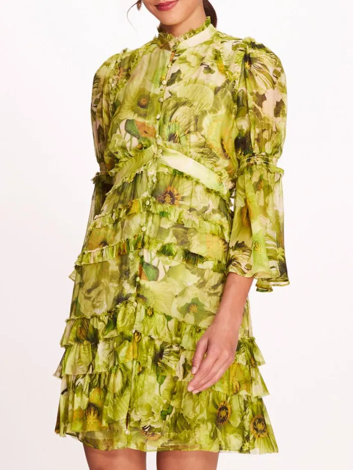Women Marchesa Marchesa Rosa Mali Mini Dress Chartreuse