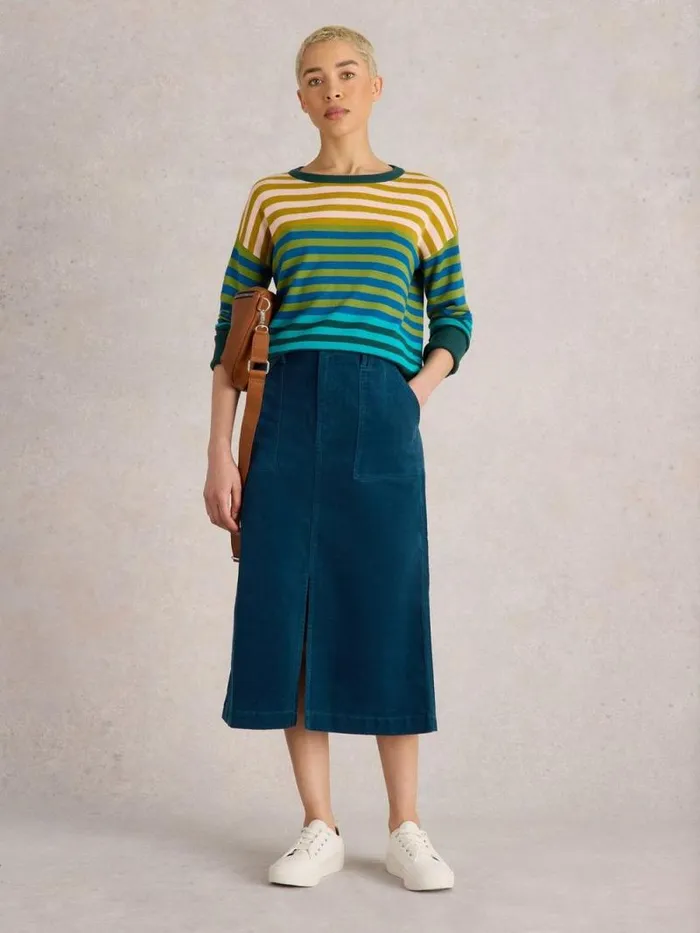 Women Maren Organic Cord Skirt Dk Teal White Stuff Skirts