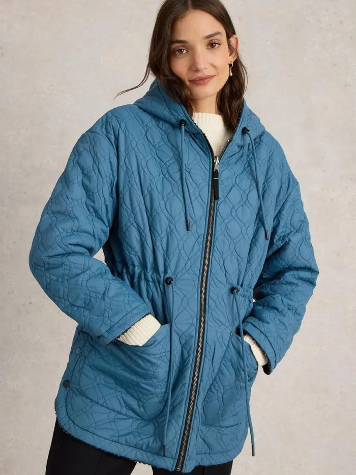 Women Mariella Reversible Coat Blue Multi White Stuff Coats and Jackets