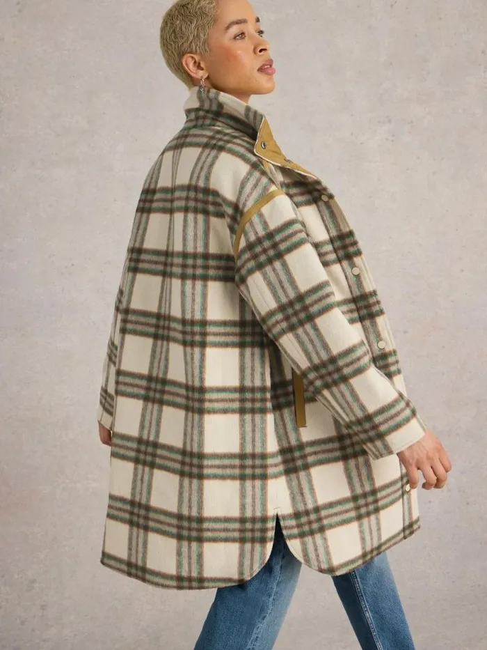 Women Marlowe Reversible Check Coat Ivory Multi White Stuff Coats and Jackets