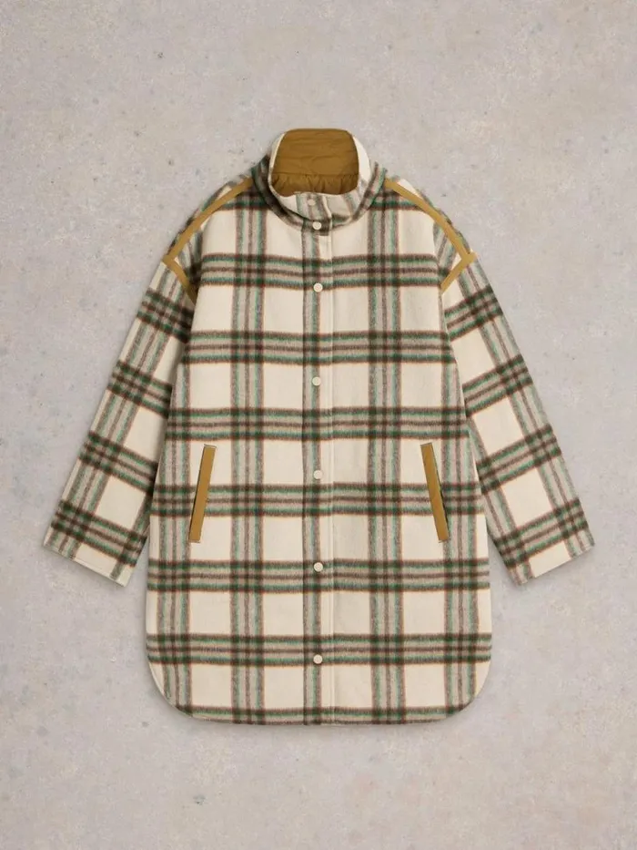 Women Marlowe Reversible Check Coat Ivory Multi White Stuff Coats and Jackets