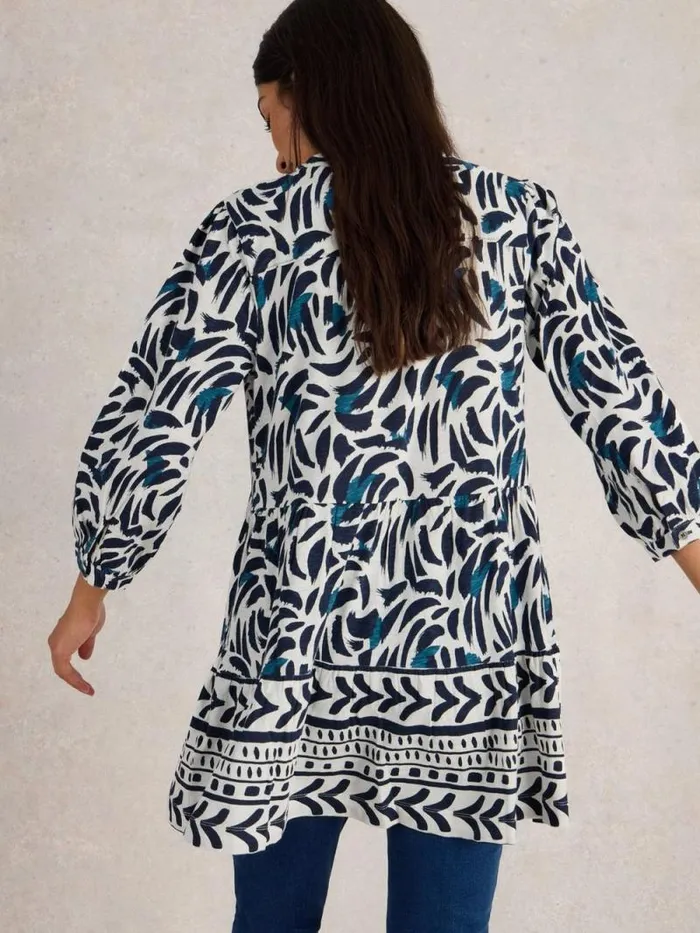 Women MARTA V NECK TUNIC Blue Print White Stuff Tunics Women MARTA V NECK TUNIC Blue Print White Stuff Tunics