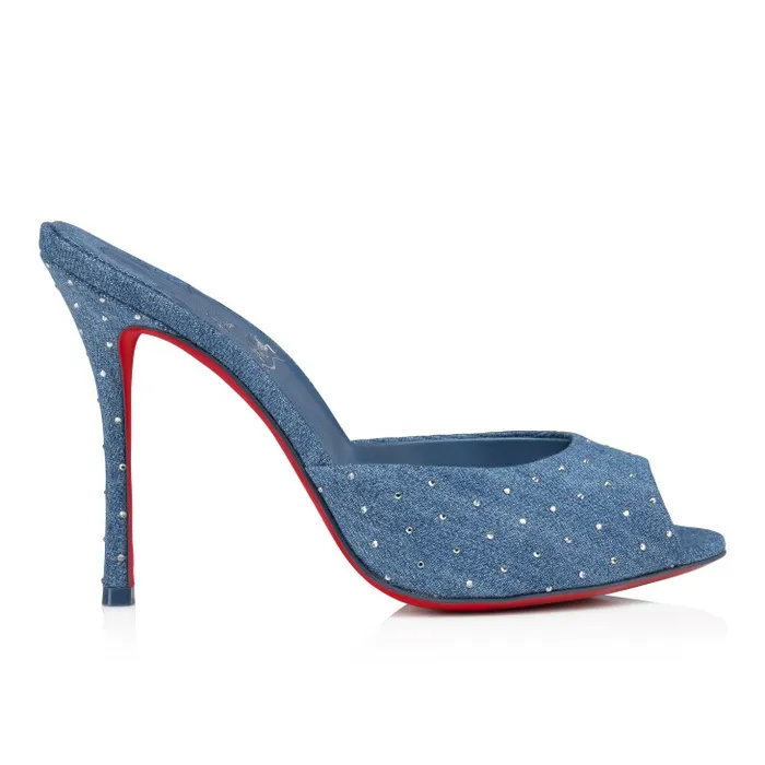 Women Me Dolly Plum Strass 100 Mm Mules 8211 Denim And Strass 8211 Denim Christian Louboutin Mules