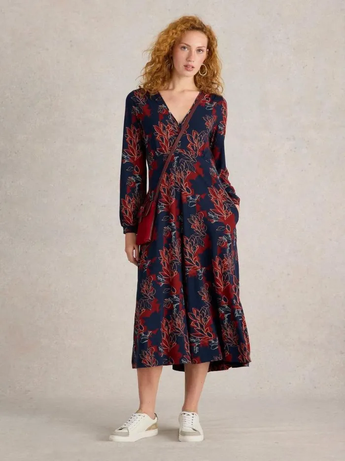 Women Megan Jersey Dress Plum Purple Print White Stuff Dresses