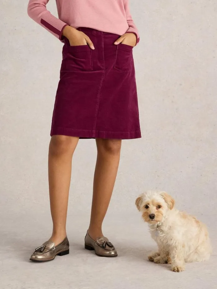 Women Melody Organic Cord Skirt Deep Red White Stuff Skirts