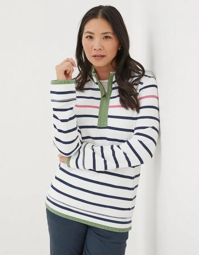 WomenMenKids FatFace Sweatshirts and Hoodies Airlie Breton Stripe Sweatshirt Ivory