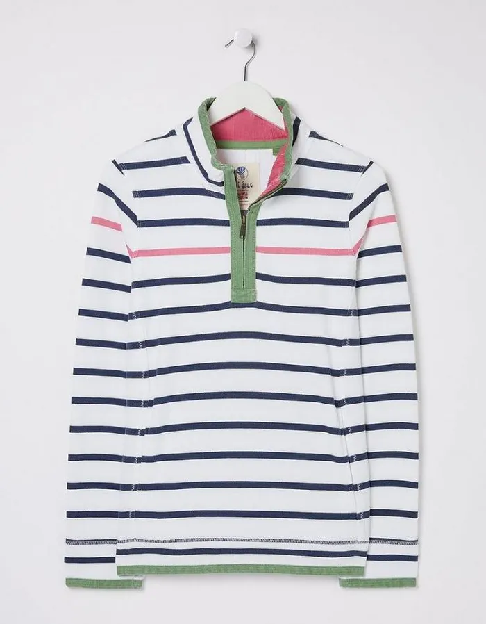 WomenMenKids FatFace Sweatshirts and Hoodies Airlie Breton Stripe Sweatshirt Ivory