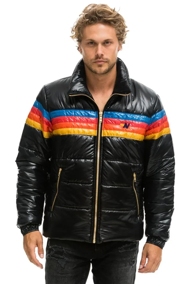 WomenMen Outerwear Aviator Nation 4 STRIPE LUXE TRAVELER JACKET 8211 GLOSSY BLACK