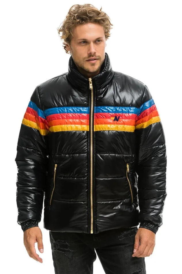 WomenMen Outerwear Aviator Nation 4 STRIPE LUXE TRAVELER JACKET 8211 GLOSSY BLACK
