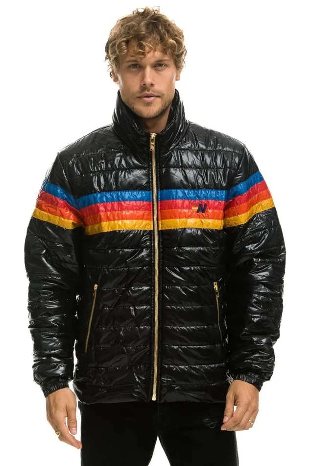 WomenMen Outerwear Aviator Nation 4 STRIPE TRAVELER JACKET 8211 GLOSSY BLACK