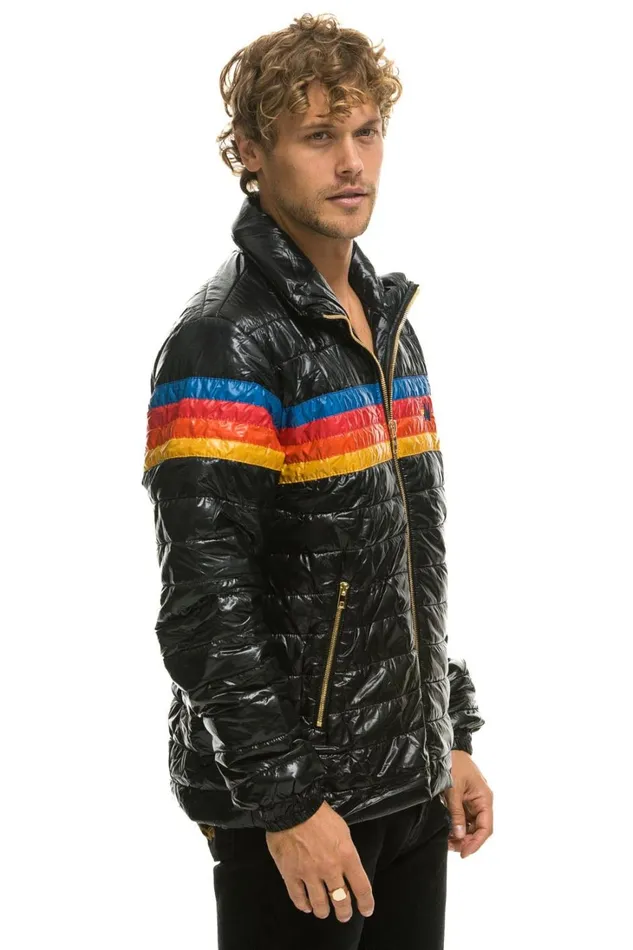 WomenMen Outerwear Aviator Nation 4 STRIPE TRAVELER JACKET 8211 GLOSSY BLACK