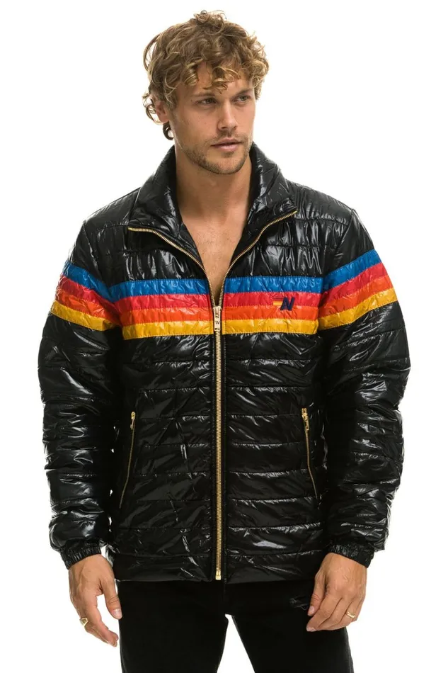 WomenMen Outerwear Aviator Nation 4 STRIPE TRAVELER JACKET 8211 GLOSSY BLACK