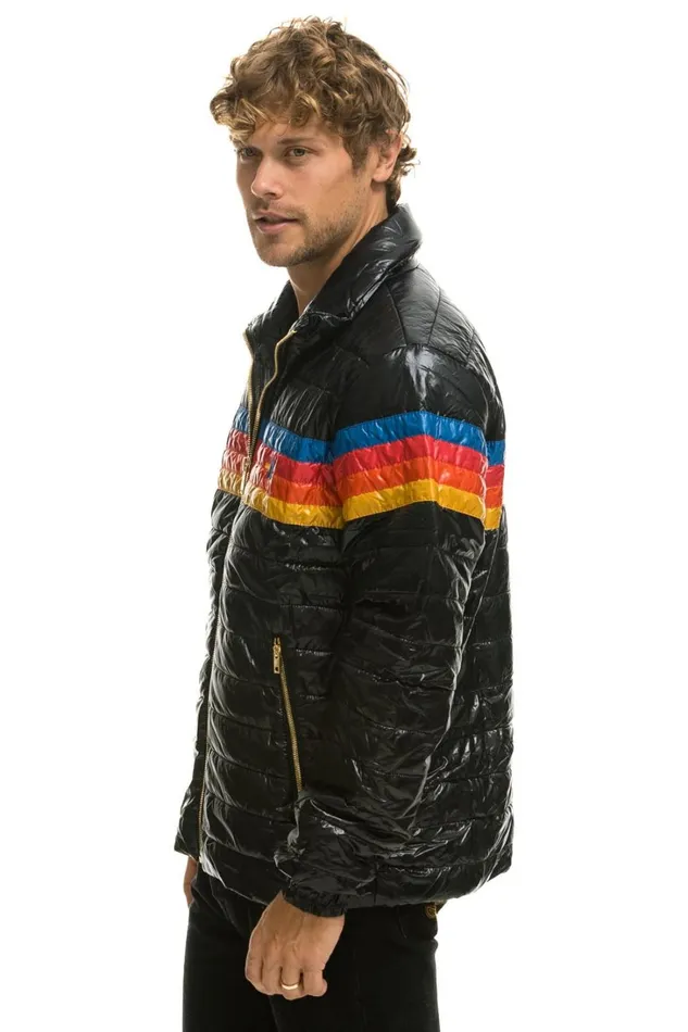 WomenMen Outerwear Aviator Nation 4 STRIPE TRAVELER JACKET 8211 GLOSSY BLACK