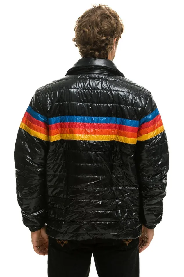 WomenMen Outerwear Aviator Nation 4 STRIPE TRAVELER JACKET 8211 GLOSSY BLACK