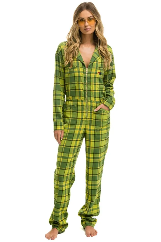 WomenMen Outerwear Aviator Nation UNISEX PLAID FLIGHT SUIT 8211 AVOCADO PLAID