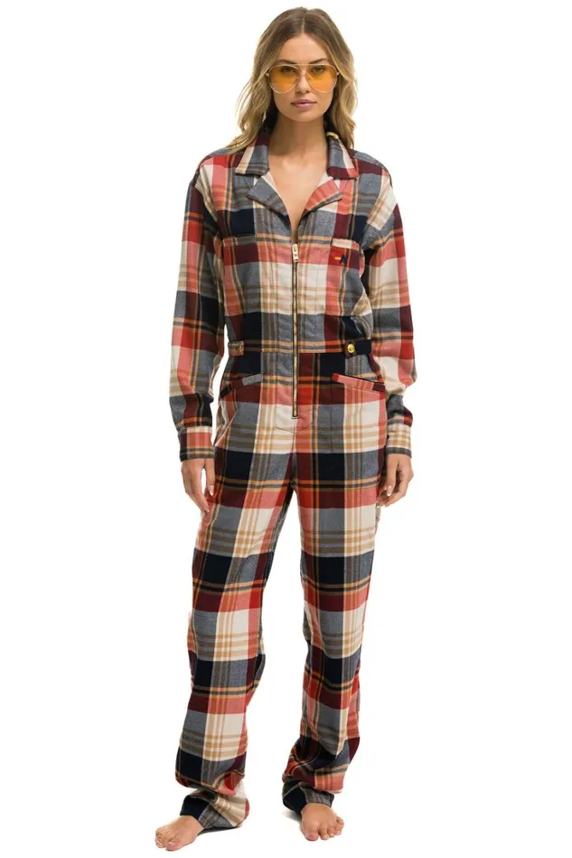 WomenMen Outerwear Aviator Nation UNISEX PLAID FLIGHT SUIT 8211 COWBOY PLAID