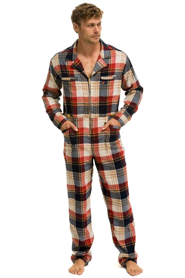 WomenMen Outerwear Aviator Nation UNISEX PLAID FLIGHT SUIT 8211 COWBOY PLAID