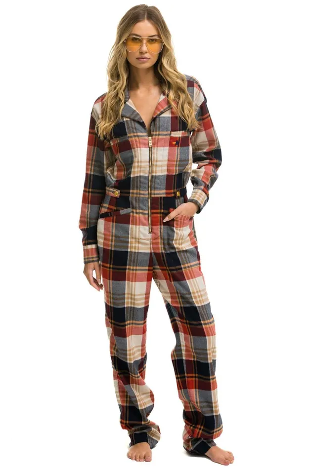 WomenMen Outerwear Aviator Nation UNISEX PLAID FLIGHT SUIT 8211 COWBOY PLAID