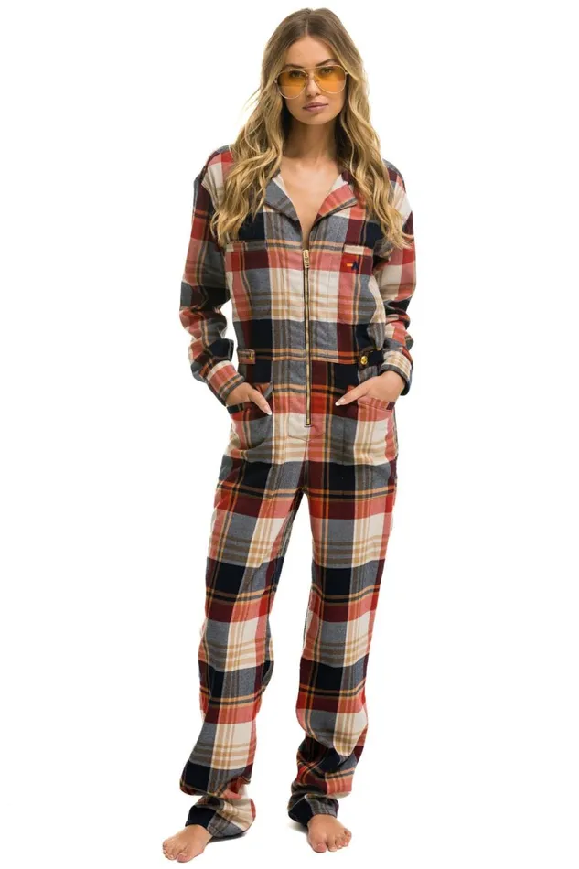 WomenMen Outerwear Aviator Nation UNISEX PLAID FLIGHT SUIT 8211 COWBOY PLAID