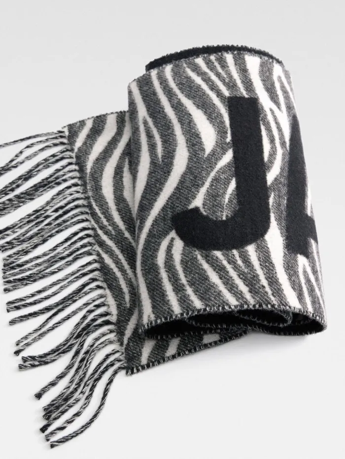 WomenMen Scarves Beanies and Gloves JACQUEMUS The Jacquemus Scarf Black and White Zebra