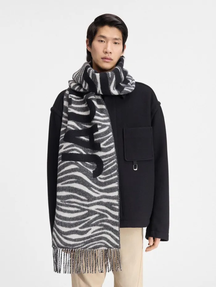 WomenMen Scarves Beanies and Gloves JACQUEMUS The Jacquemus Scarf Black and White Zebra