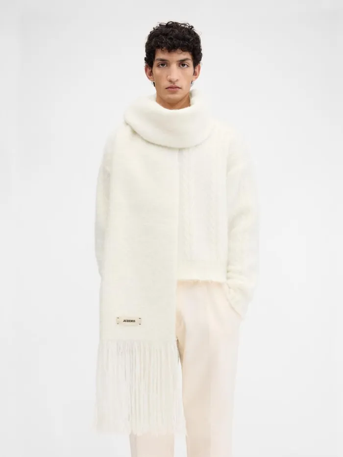 WomenMen Scarves Beanies and Gloves JACQUEMUS The Nuvola Scarf Offwhite WomenMen Scarves Beanies and Gloves JACQUEMUS The Nuvola Scarf Offwhite