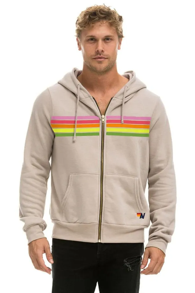 WomenMen Tops Aviator Nation 5 STRIPE HOODIE 8211 SAND PINK GREEN