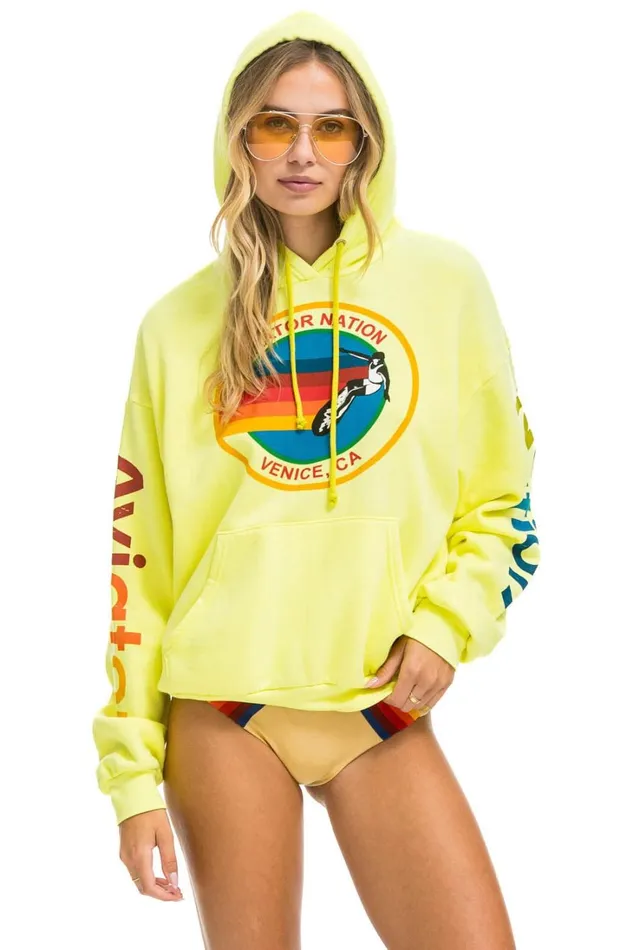 WomenMen Tops Aviator Nation AVIATOR NATION RELAXED PULLOVER HOODIE 8211 NEON YELLOW
