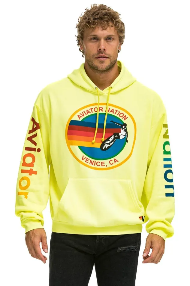 WomenMen Tops Aviator Nation AVIATOR NATION RELAXED PULLOVER HOODIE 8211 NEON YELLOW