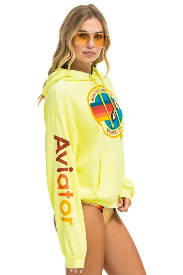 WomenMen Tops Aviator Nation AVIATOR NATION RELAXED PULLOVER HOODIE 8211 NEON YELLOW