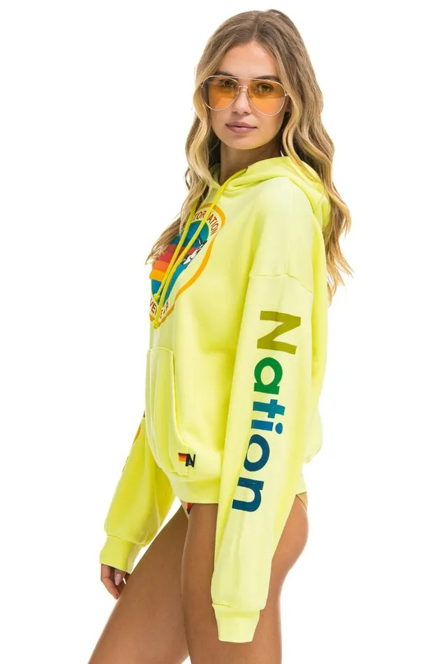 WomenMen Tops Aviator Nation AVIATOR NATION RELAXED PULLOVER HOODIE 8211 NEON YELLOW