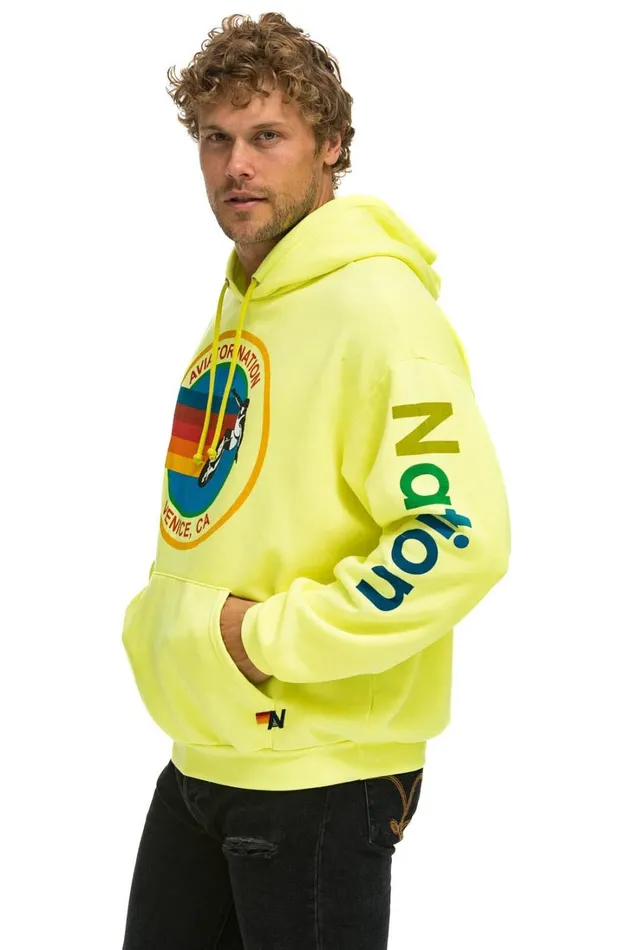 WomenMen Tops Aviator Nation AVIATOR NATION RELAXED PULLOVER HOODIE 8211 NEON YELLOW