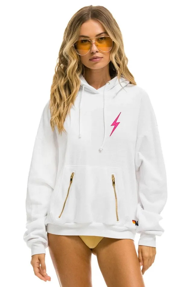 WomenMen Tops Aviator Nation BOLT STITCH PULLOVER HOODIE 8211 WHITE