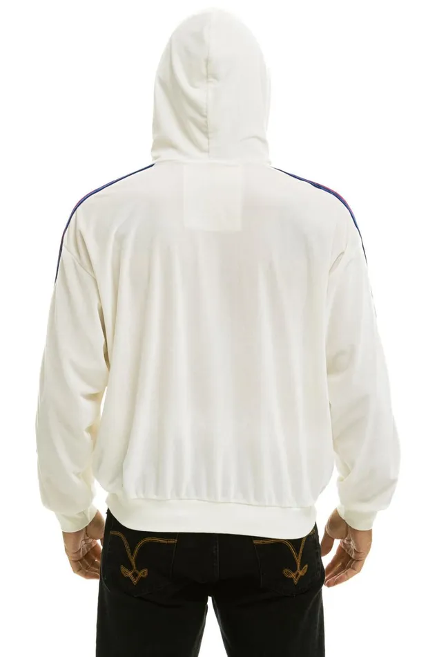 WomenMen Tops Aviator Nation CLASSIC VELVET RELAXED ZIP HOODIE 8211 WHITE