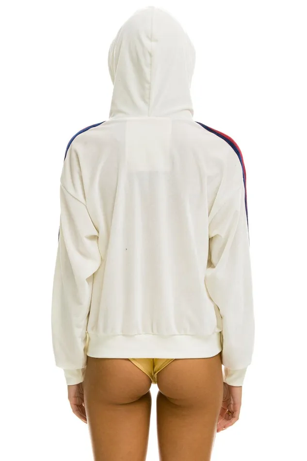 WomenMen Tops Aviator Nation CLASSIC VELVET RELAXED ZIP HOODIE 8211 WHITE