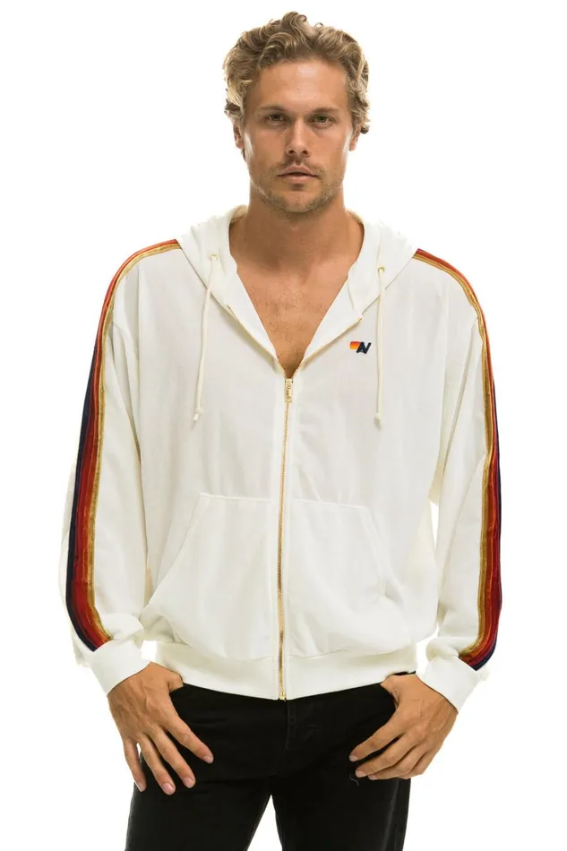 WomenMen Tops Aviator Nation CLASSIC VELVET RELAXED ZIP HOODIE 8211 WHITE