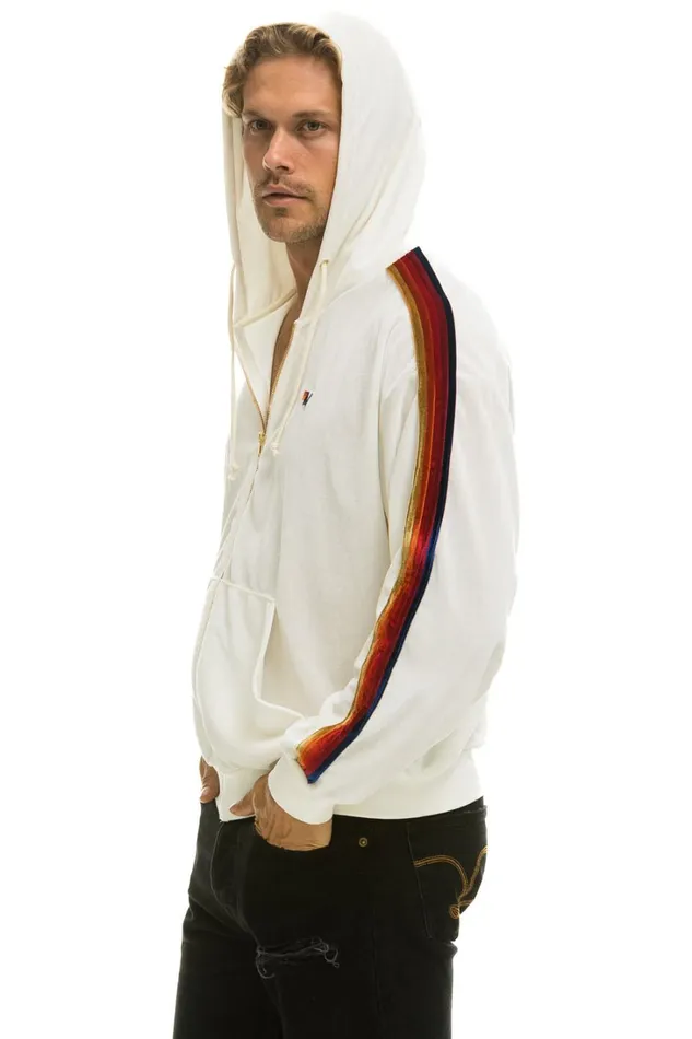 WomenMen Tops Aviator Nation CLASSIC VELVET RELAXED ZIP HOODIE 8211 WHITE