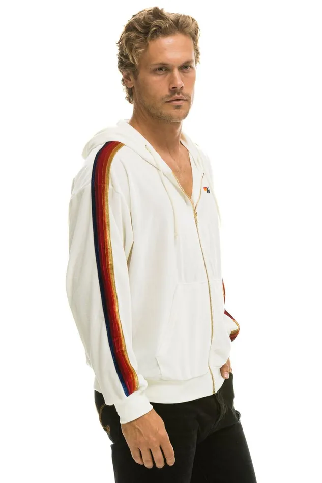 WomenMen Tops Aviator Nation CLASSIC VELVET RELAXED ZIP HOODIE 8211 WHITE