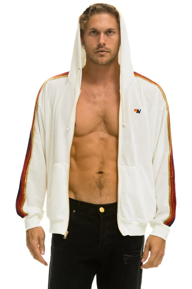 WomenMen Tops Aviator Nation CLASSIC VELVET RELAXED ZIP HOODIE 8211 WHITE